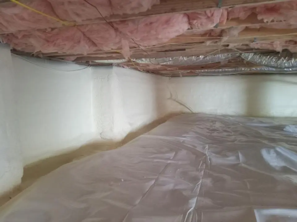 Crawl space encapsulation with closed-cell spray foam for Flat Roof Repair in Pittsburg